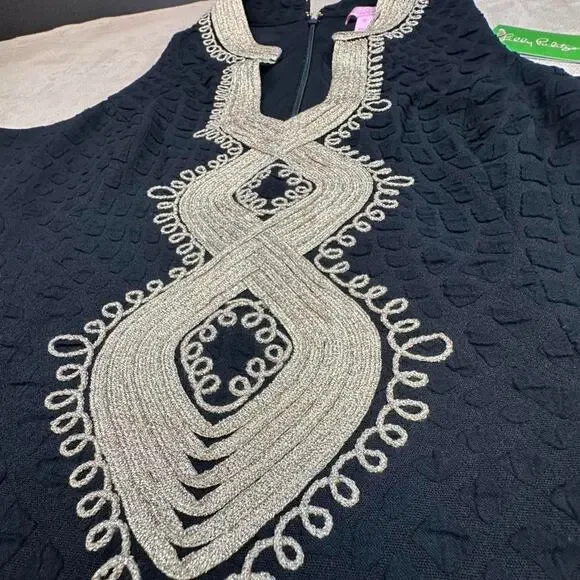 Lily Pulitzer women’s black dress with gold accent pattern size 10 sku 281-V09 - Picture 3 of 7